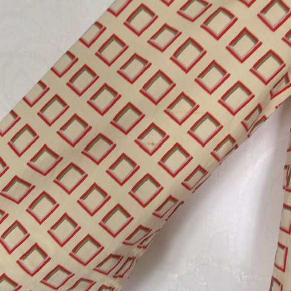 TORY BURCH orange, red, cream square printed mini dress w/3/4 sleeves. Size 2 - Picture 11 of 13